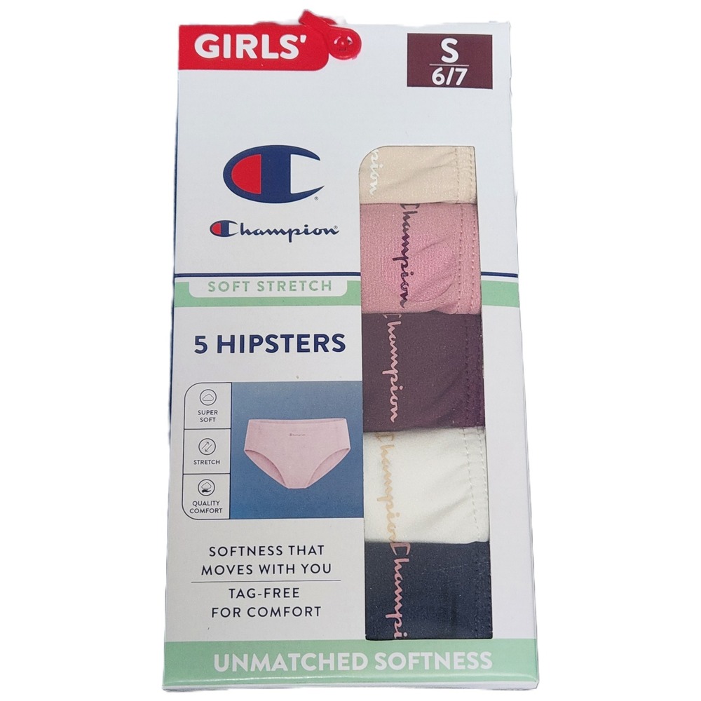 Champion Girls 5 Pack Soft Stretch Hipster Underwear Multi Color Size S 6/7